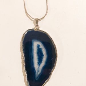 Blue Agate Necklace, 16"
